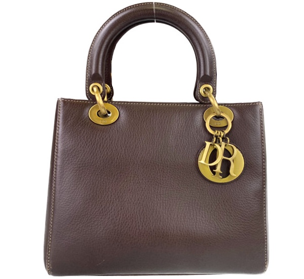 ディオール レディディオール レザー ブラウン ハンドバッグ