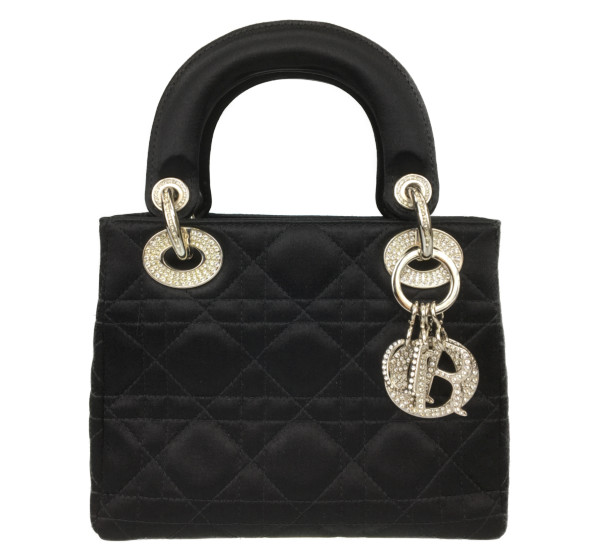 ディオール レディディオール カナージュ ミニ サテン ブラック 2WAY ハンドバッグ