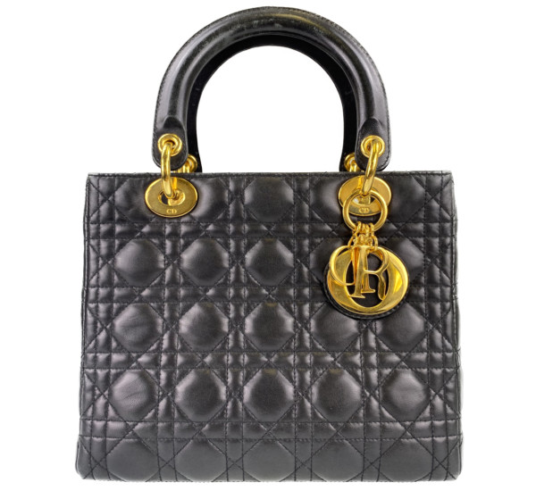 ディオール レディディオール カナージュ ミディアム ラムスキン ブラック 2WAY ハンドバッグ