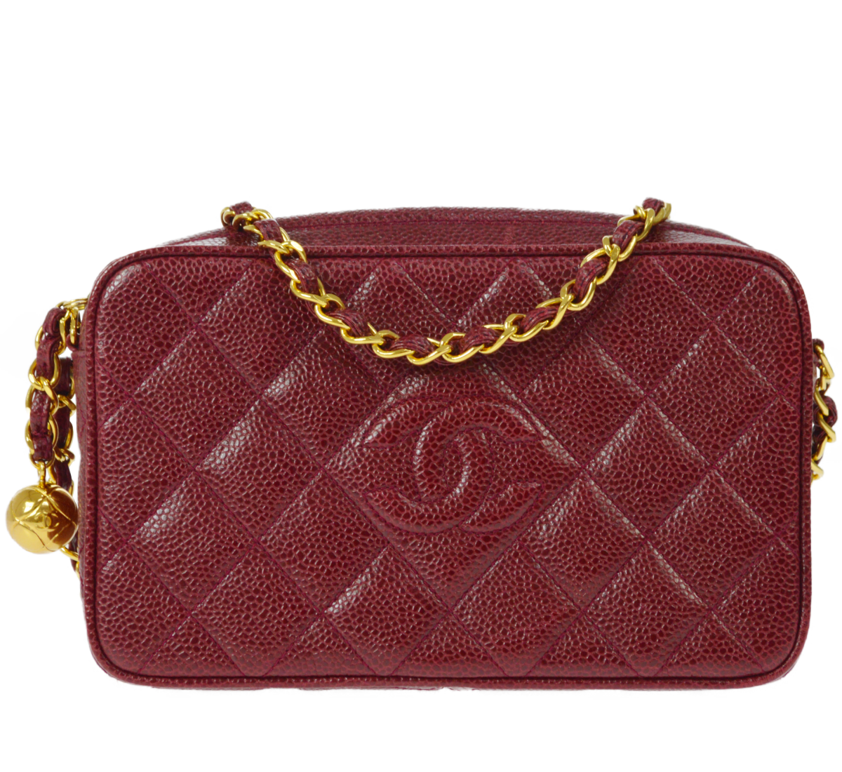 シャネル マトラッセ キャビアスキン ボルドー ショルダーバッグ  