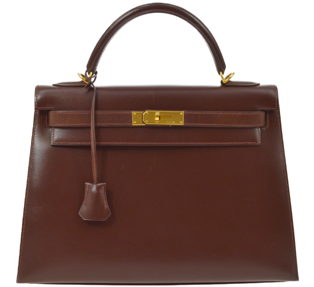 エルメス ケリー32 ボックスカーフ ハバナ ハンドバッグ