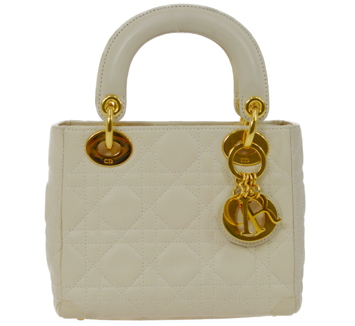 ディオール レディディオール カナージュ ミニ ラムスキン ホワイト 2WAY ハンドバッグ
