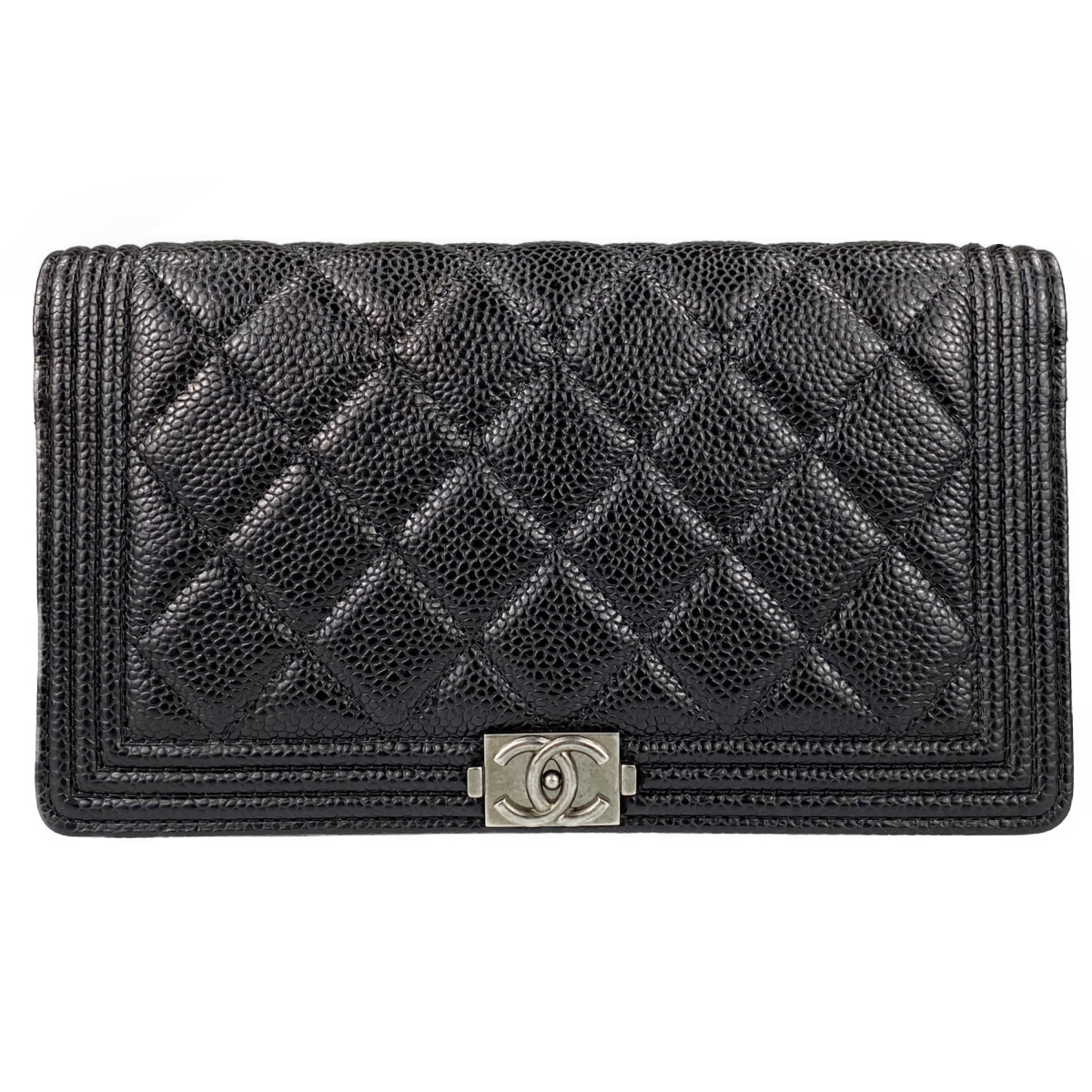 シャネル ボーイシャネル キャビアスキン ブラック 財布