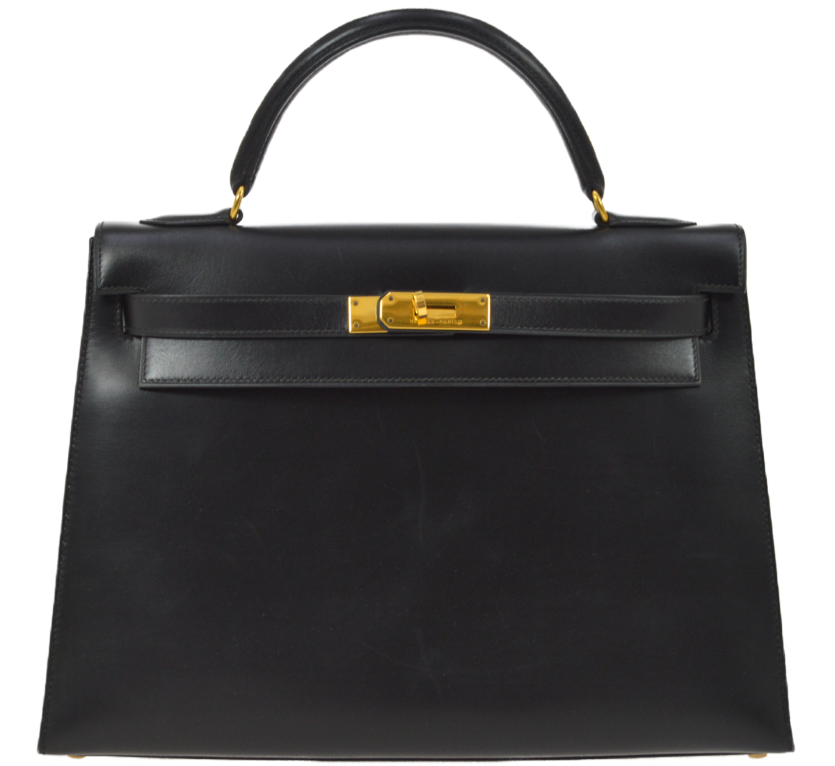 エルメス ケリー32 ボックスカーフ ブラック ハンドバッグ