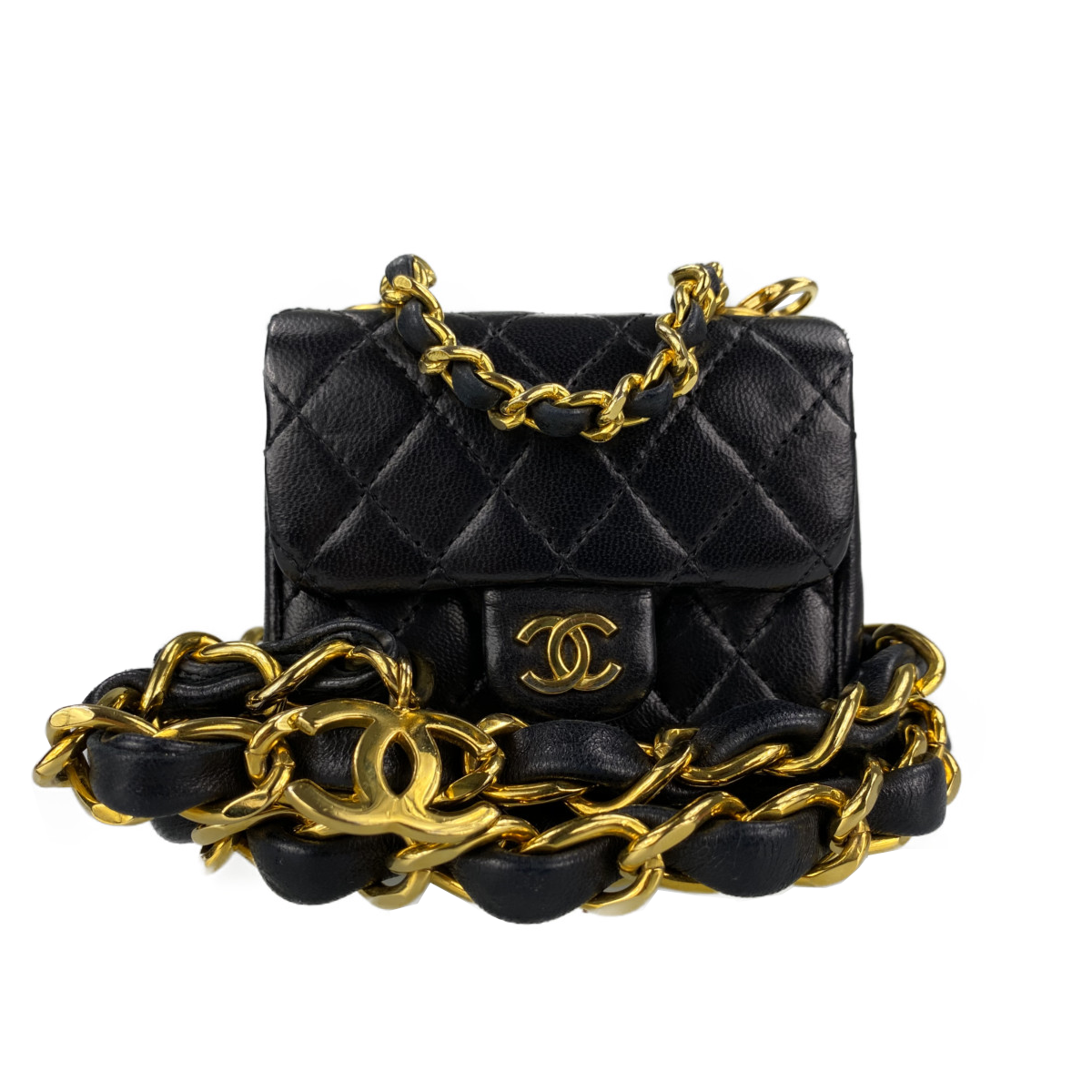 シャネル ミニミニマトラッセ ラムスキン ブラック ショルダーバッグ