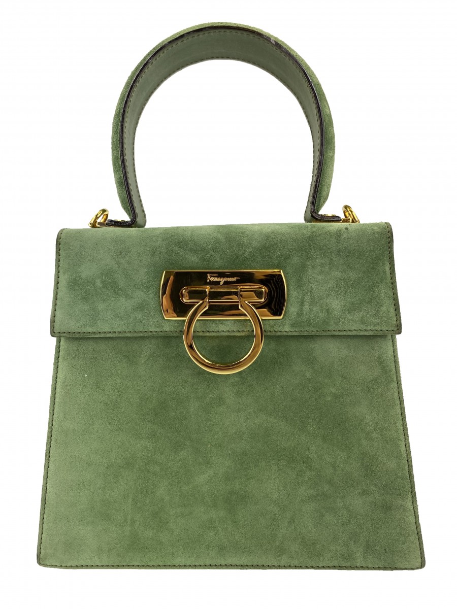 フェラガモ ガンチーニ スエード ハンドバッグ