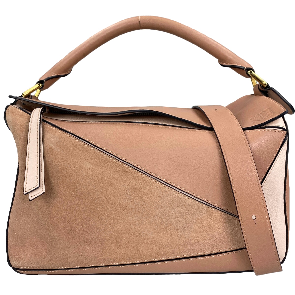 ロエベ パズルバッグ スエード レザー ブラウン 3WAY ショルダーバッグ