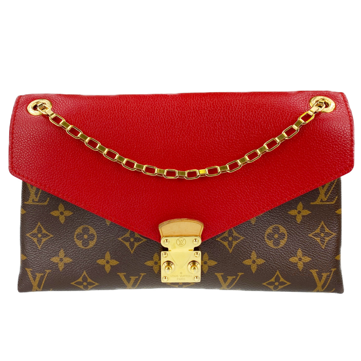 ルイ・ヴィトン モノグラム パラスチェーン ブラウン レッド ショルダーバッグ