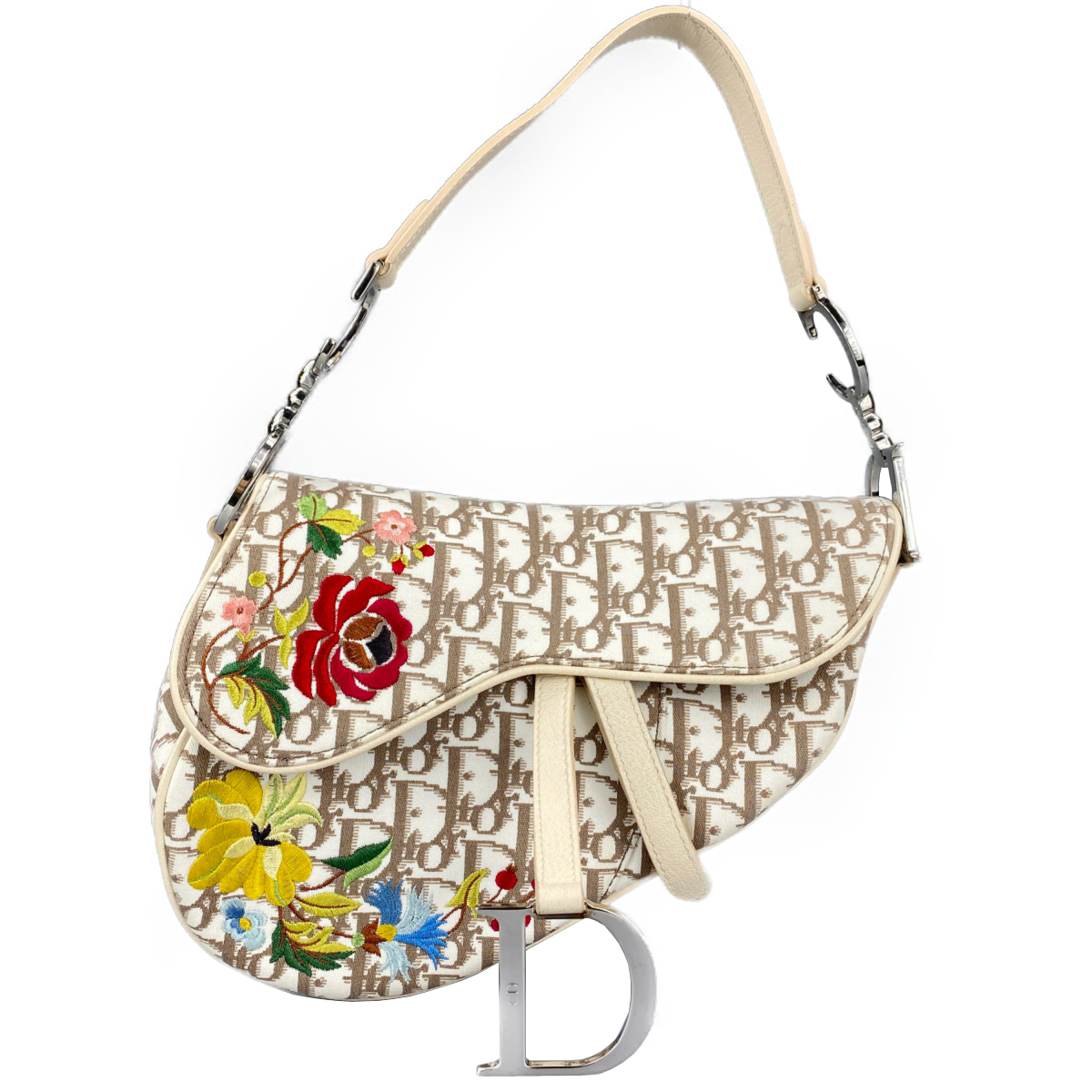 ディオール サドルバッグ フラワー刺繍 ハンドバッグ