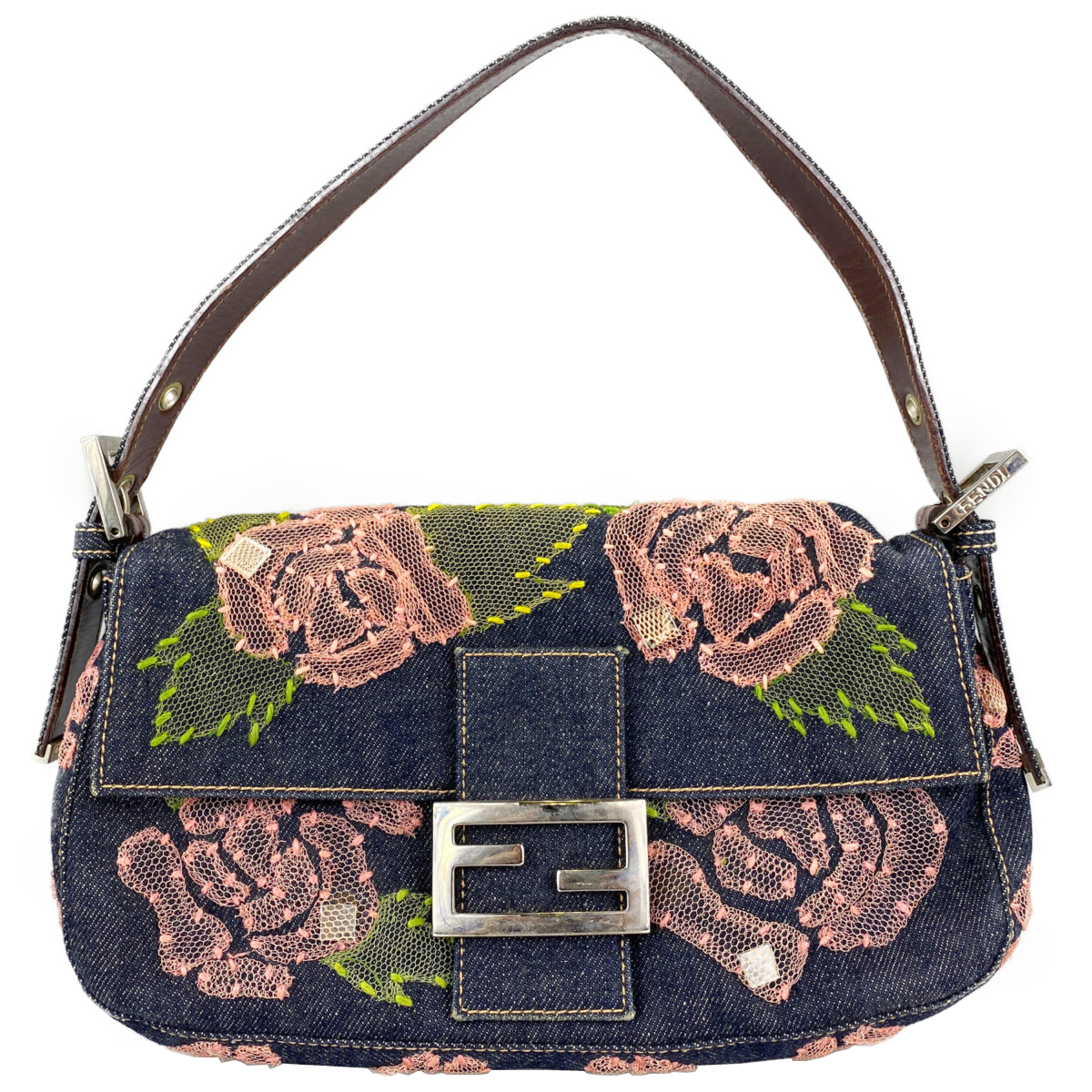 フェンディ マンマバゲット デニム ショルダーバッグ