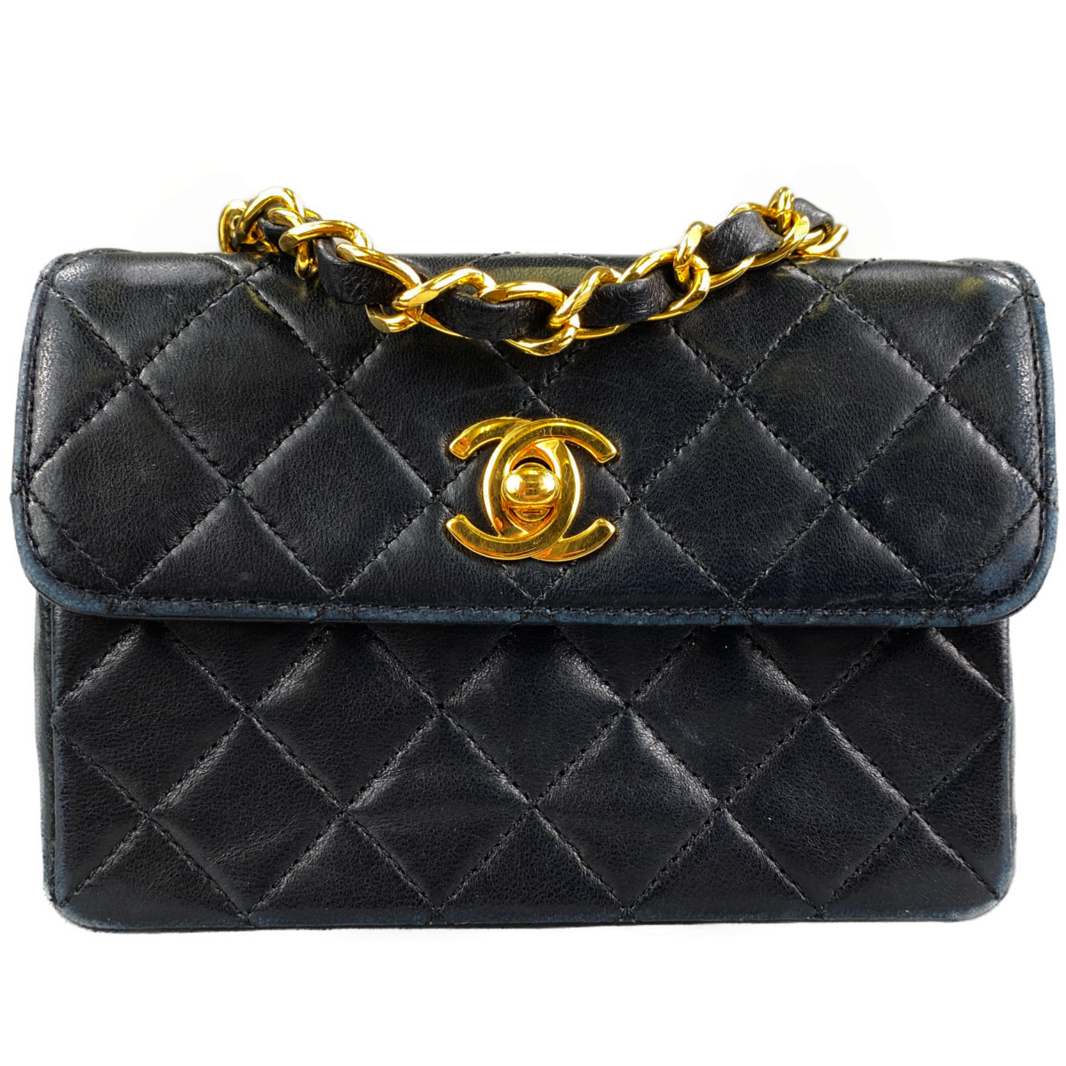 シャネル ミニマトラッセ ラムスキン ブラック ショルダーバッグ