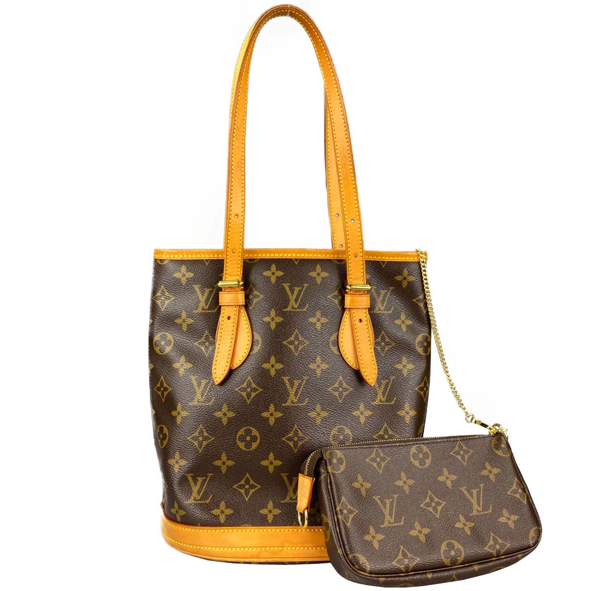ルイ・ヴィトン モノグラム バケットPM ブラウン ショルダーバッグ