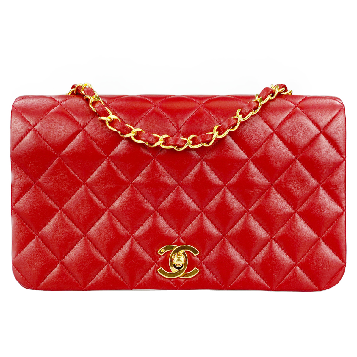 シャネル マトラッセ ラムスキン レッド ショルダーバッグ
