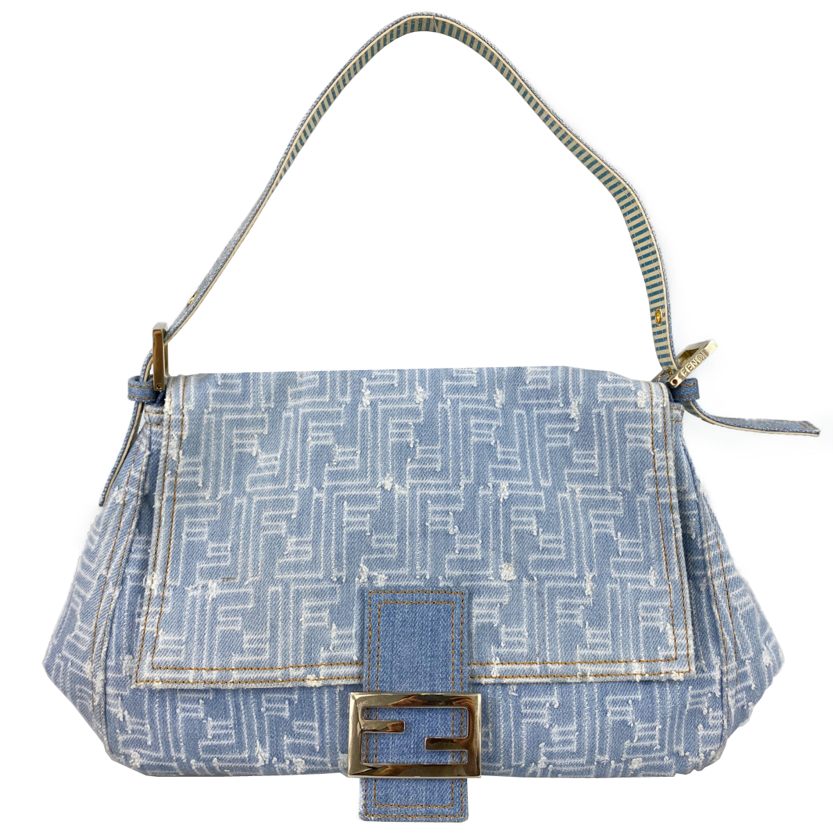 フェンディ マンマバゲット デニム ショルダーバッグ