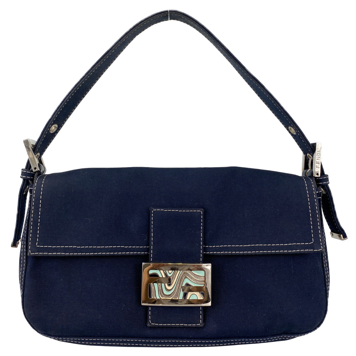 フェンディ マンマバゲット デニム ハンドバッグ
