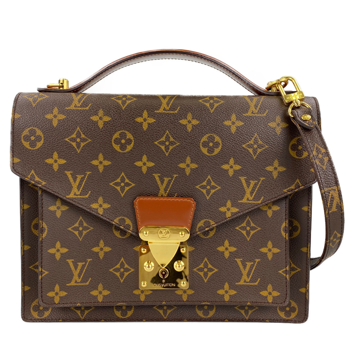 ルイ・ヴィトン モノグラム モンソー28 ブラウン 2WAY ショルダーバッグ