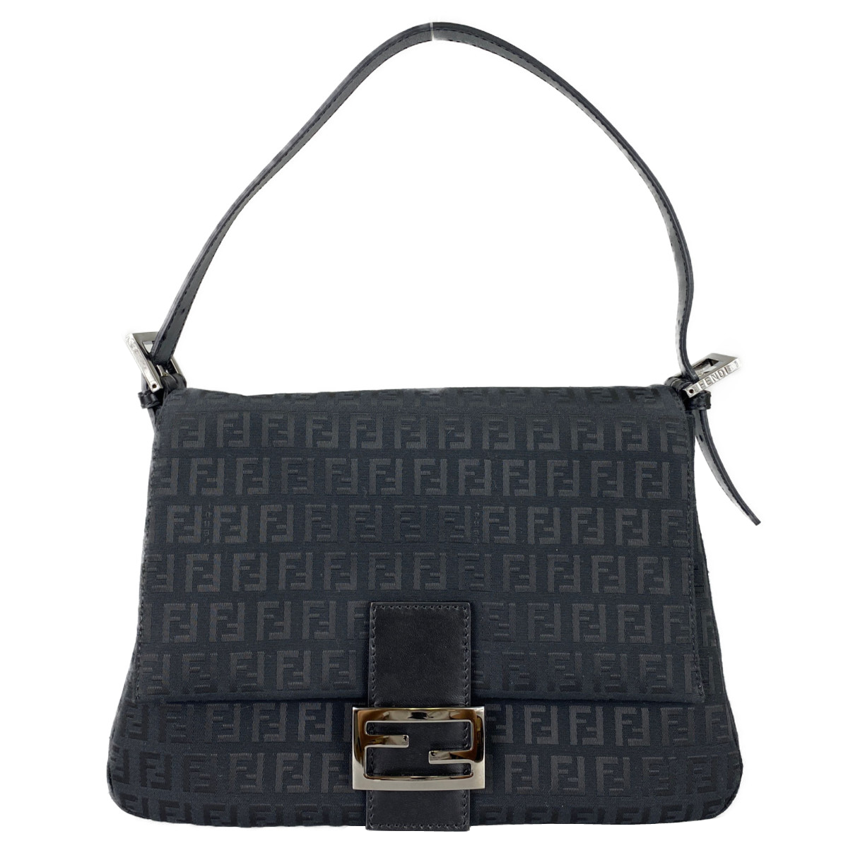 フェンディ マンマバゲット ズッキーノ キャンバス レザー ブラック ショルダーバッグ