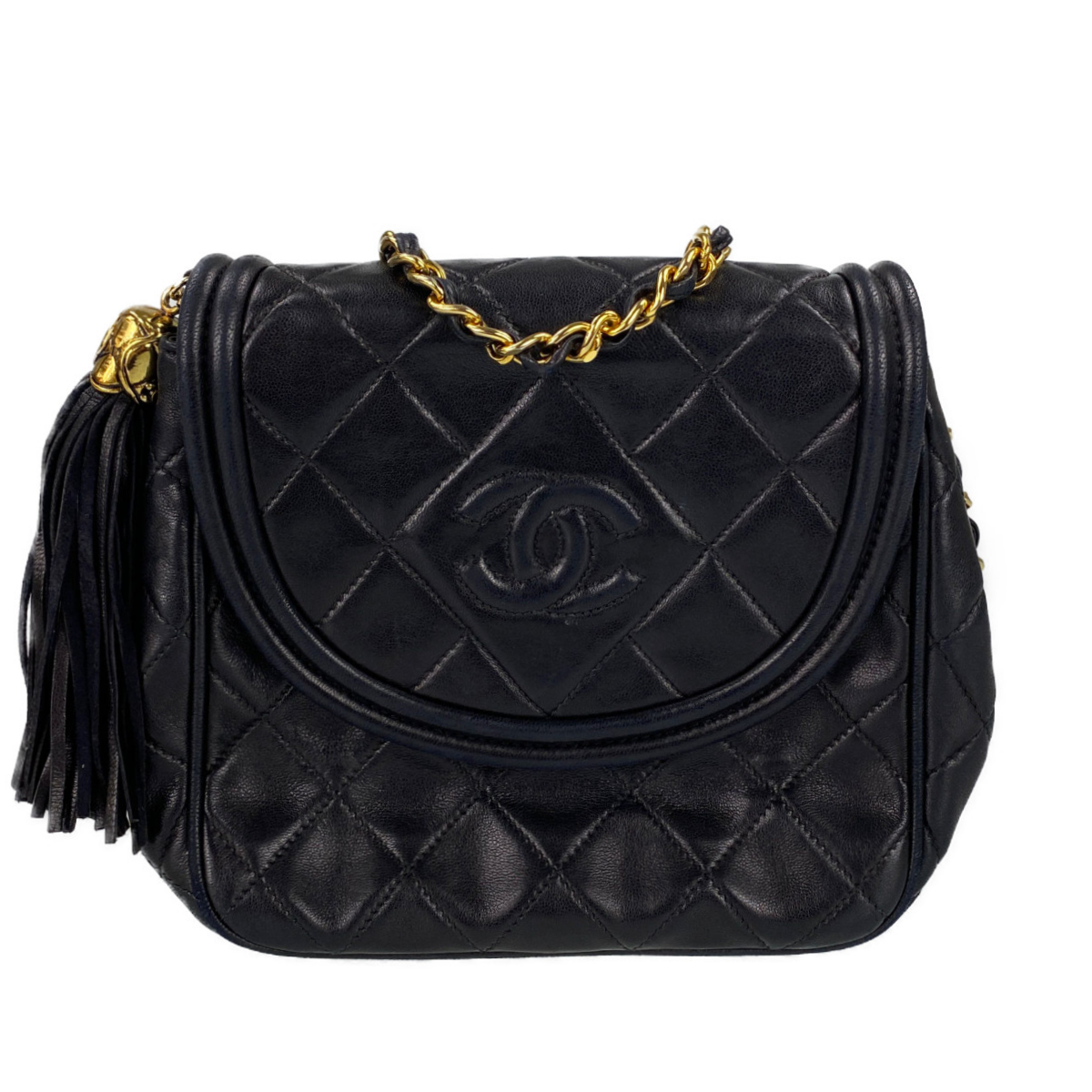 シャネル マトラッセ ラムスキン タッセル ブラック ショルダーバッグ