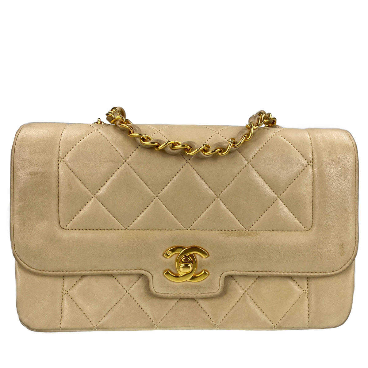 シャネル マトラッセ ラムスキン 23㎝ ベージュ ショルダーバッグ