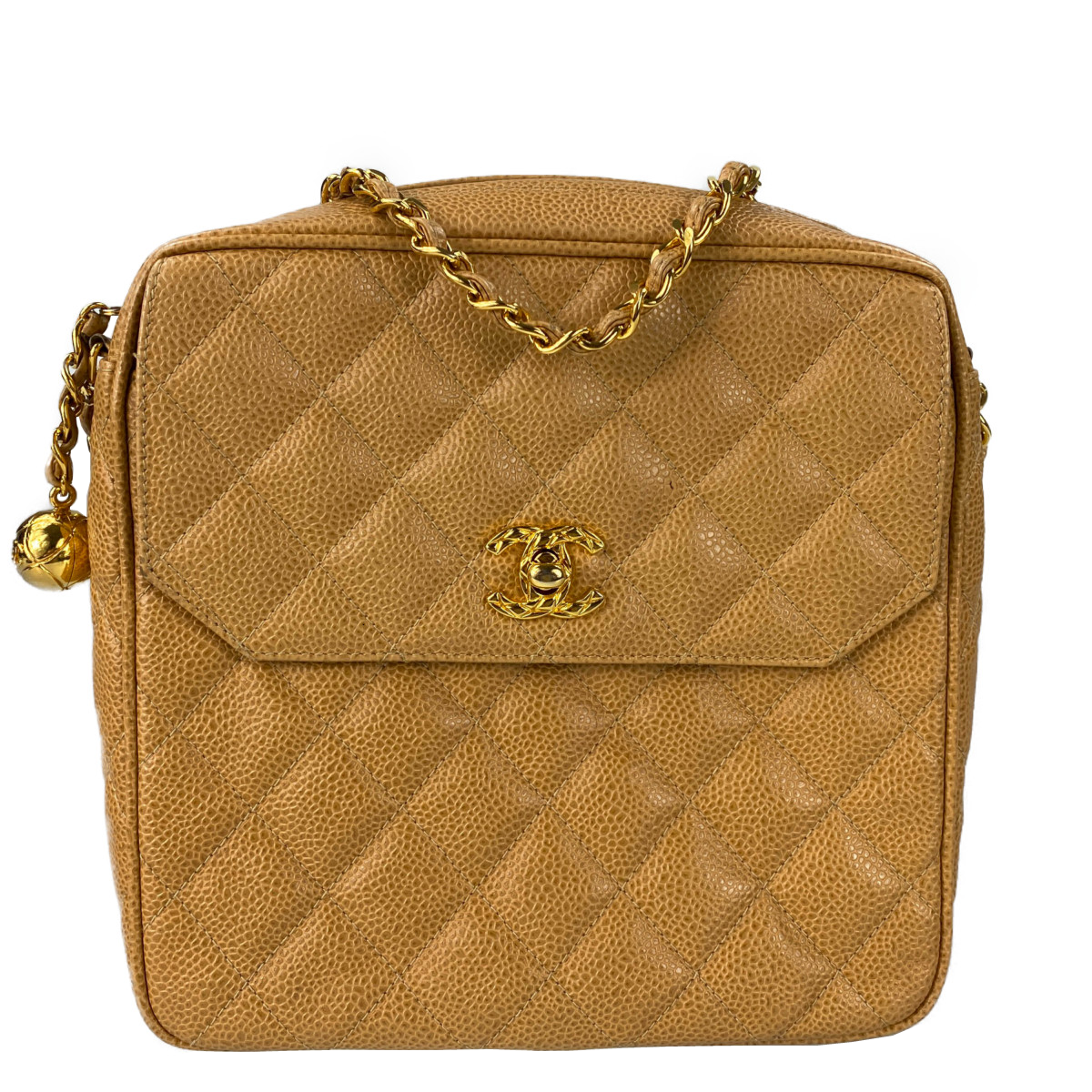 シャネル マトラッセ キャビアスキン ブラウン ショルダーバッグ