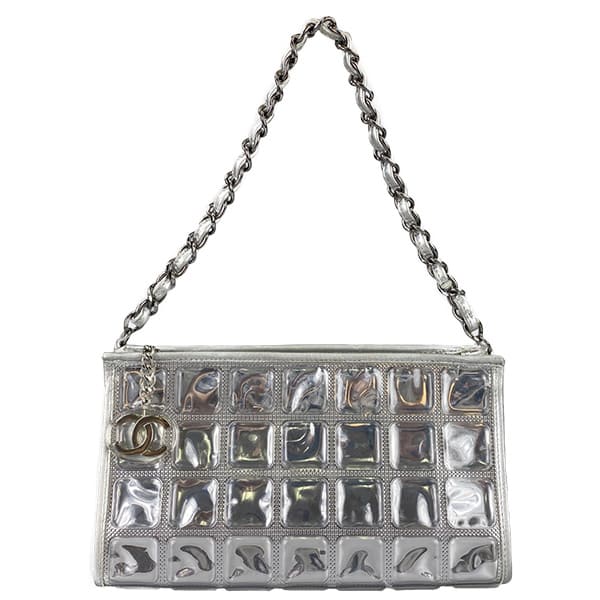 シャネル アイスキューブ ビニール シルバー ハンドバッグ