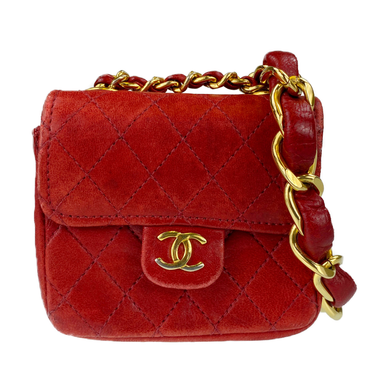 シャネル ミニミニマトラッセ ラムスキン レッド ショルダーバッグ