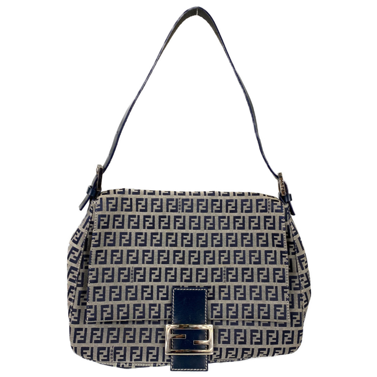 フェンディ マンマバゲット ズッキーノ キャンバス レザー ショルダーバッグ