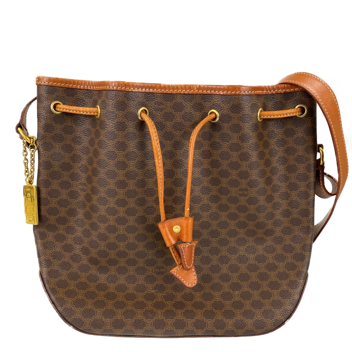 セリーヌ マカダム 巾着型 ショルダーバッグ