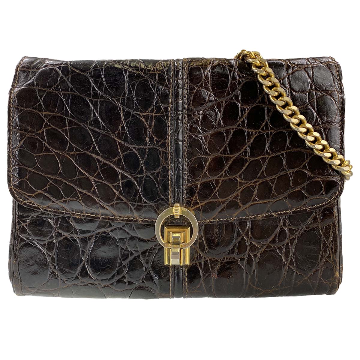 セリーヌ クロコ型押し ショルダーバッグ