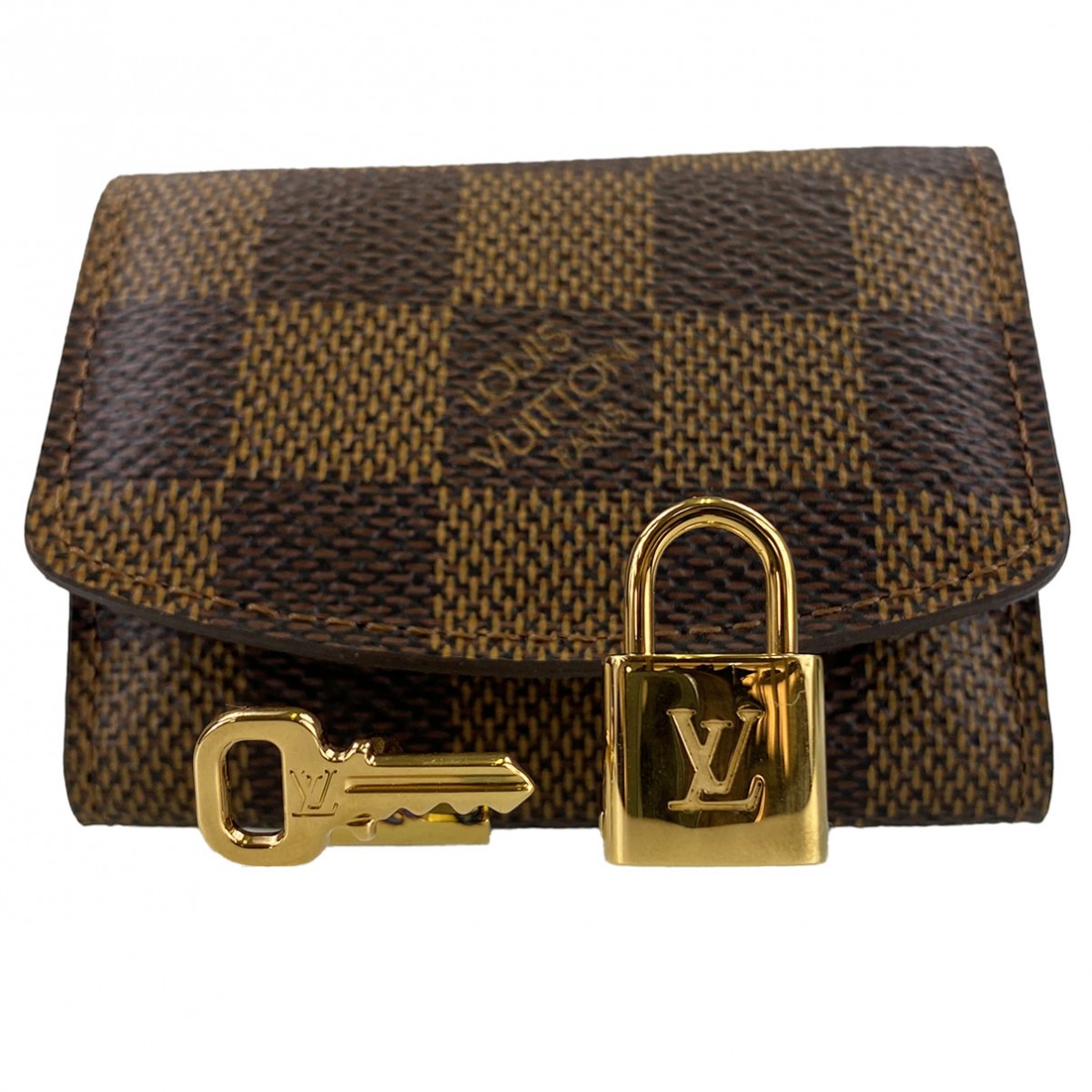 ルイ・ヴィトン ダミエ エベヌ ブトン ドゥ マンシェット ブラウン カフスケース