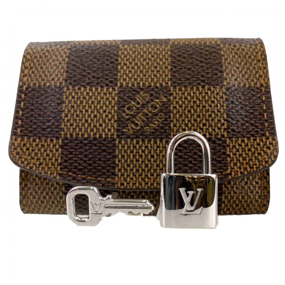 ルイ・ヴィトン ダミエ エベヌ ブトン ドゥ マンシェット ブラウン カフスケース