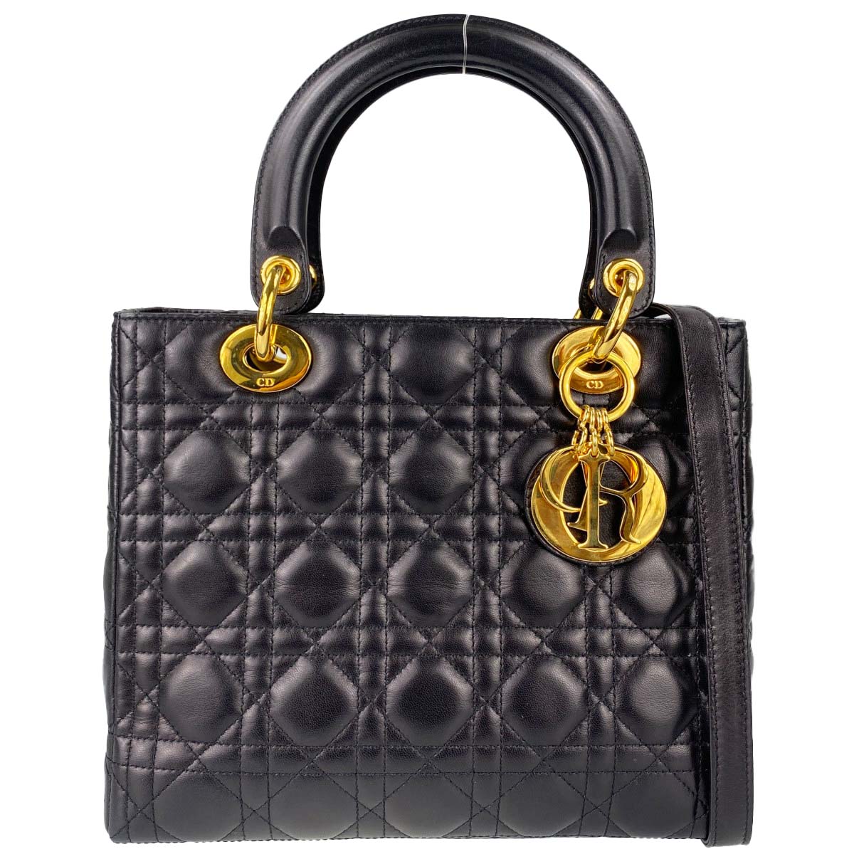 ディオール レディディオール カナージュ ミディアム ラムスキン ブラック 2WAY ハンドバッグ