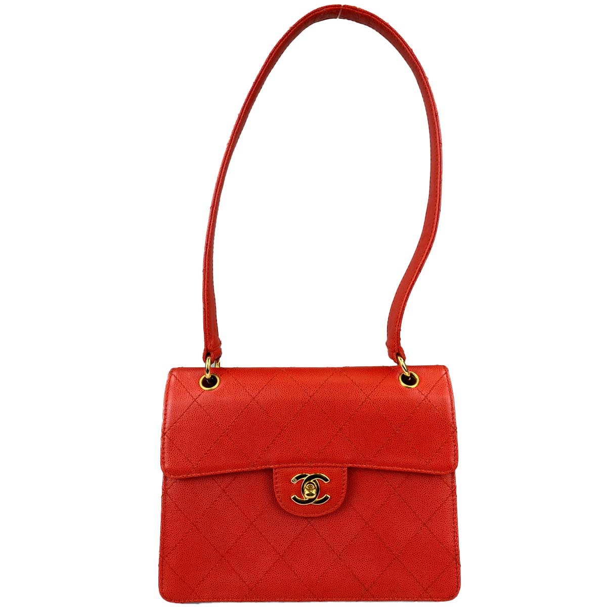 シャネル マトラッセ キャビアスキン レッド ショルダーバッグ