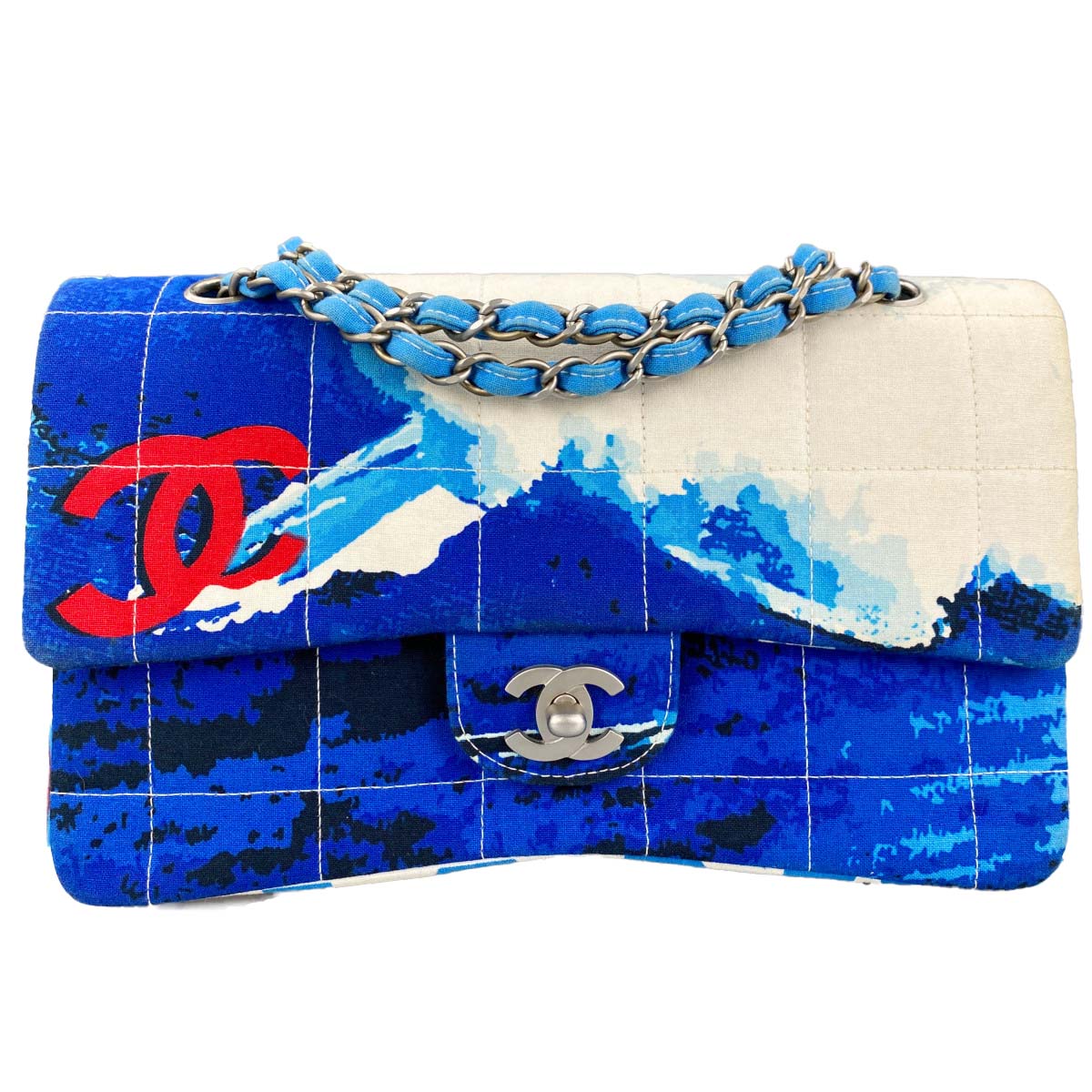 シャネル サーフライン キャンバス ブルー ショルダーバッグ