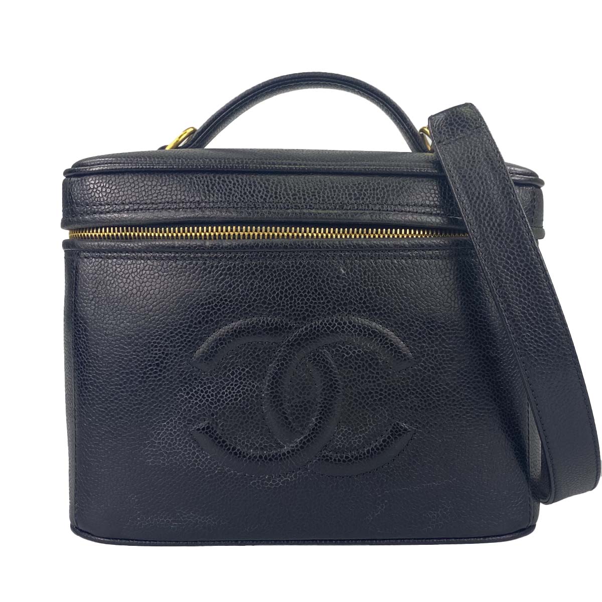 シャネル キャビアスキン ブラック バニティバッグ