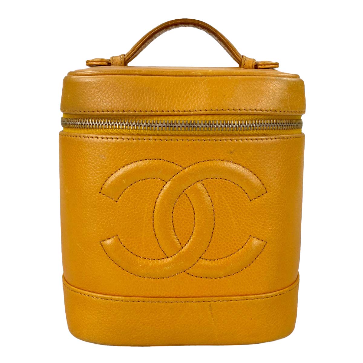 シャネル キャビアスキン イエロー バニティバッグ