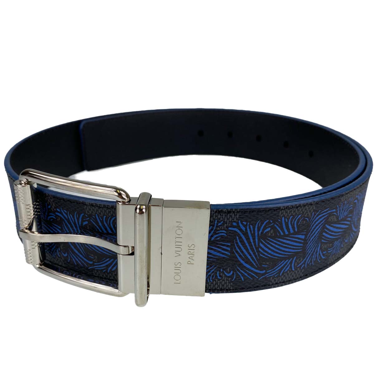ルイ・ヴィトン ダミエグラフィット クリストファー ネメス コラボ ブルー リバーシブルベルト