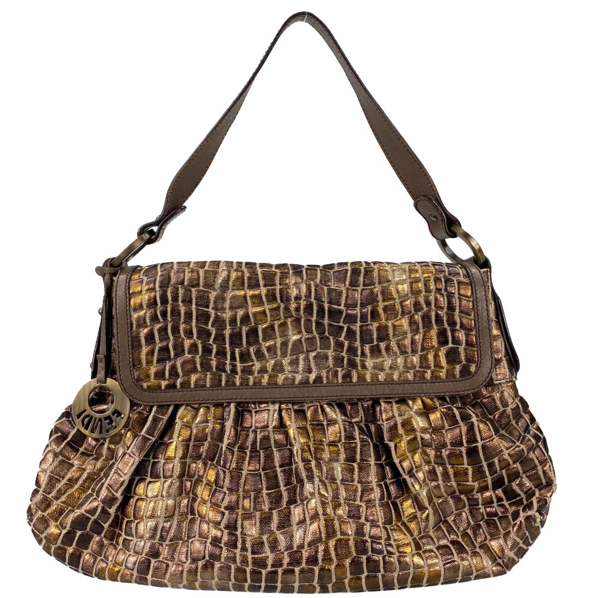 フェンディ クロコ型押し ショルダーバッグ 