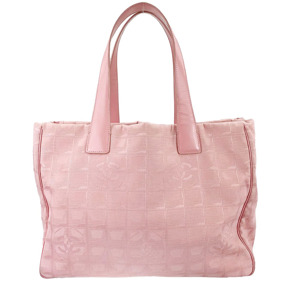 シャネル ニュートラベルライン ナイロンジャガード ピンク トートバッグ