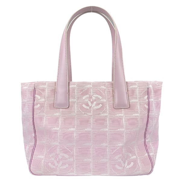 シャネル ニュートラベルライン ナイロンジャガード ピンク トートバッグ