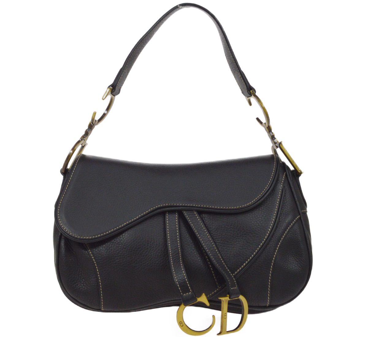 ディオール ダブルサドルバッグ カーフスキン ハンドバッグ