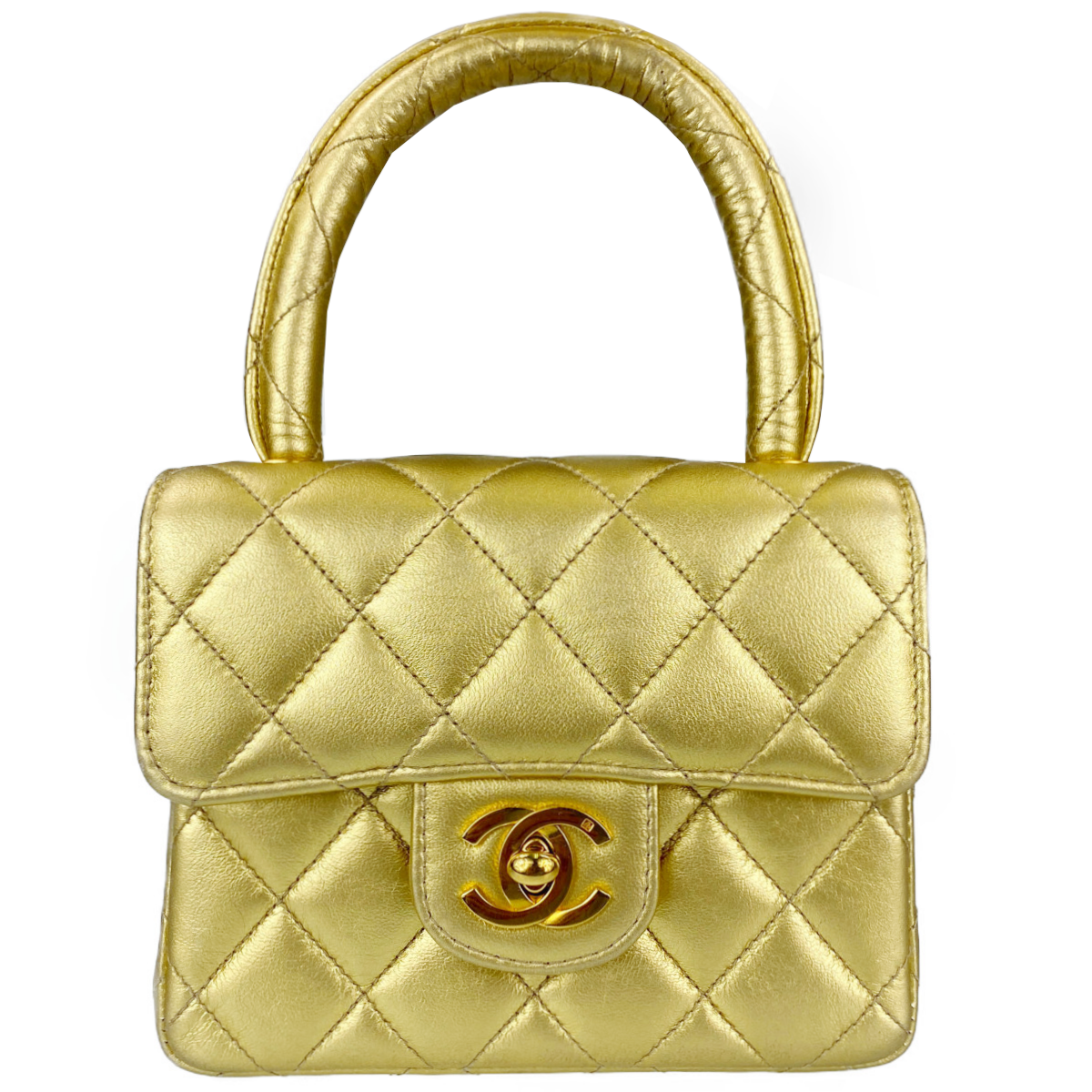 シャネル ミニマトラッセ 18㎝ ラムスキン ゴールド ハンドバッグ