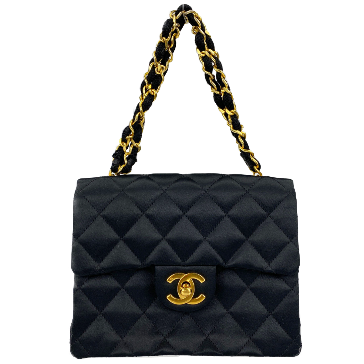 シャネル マトラッセ サテン ブラック ショルダーバッグ