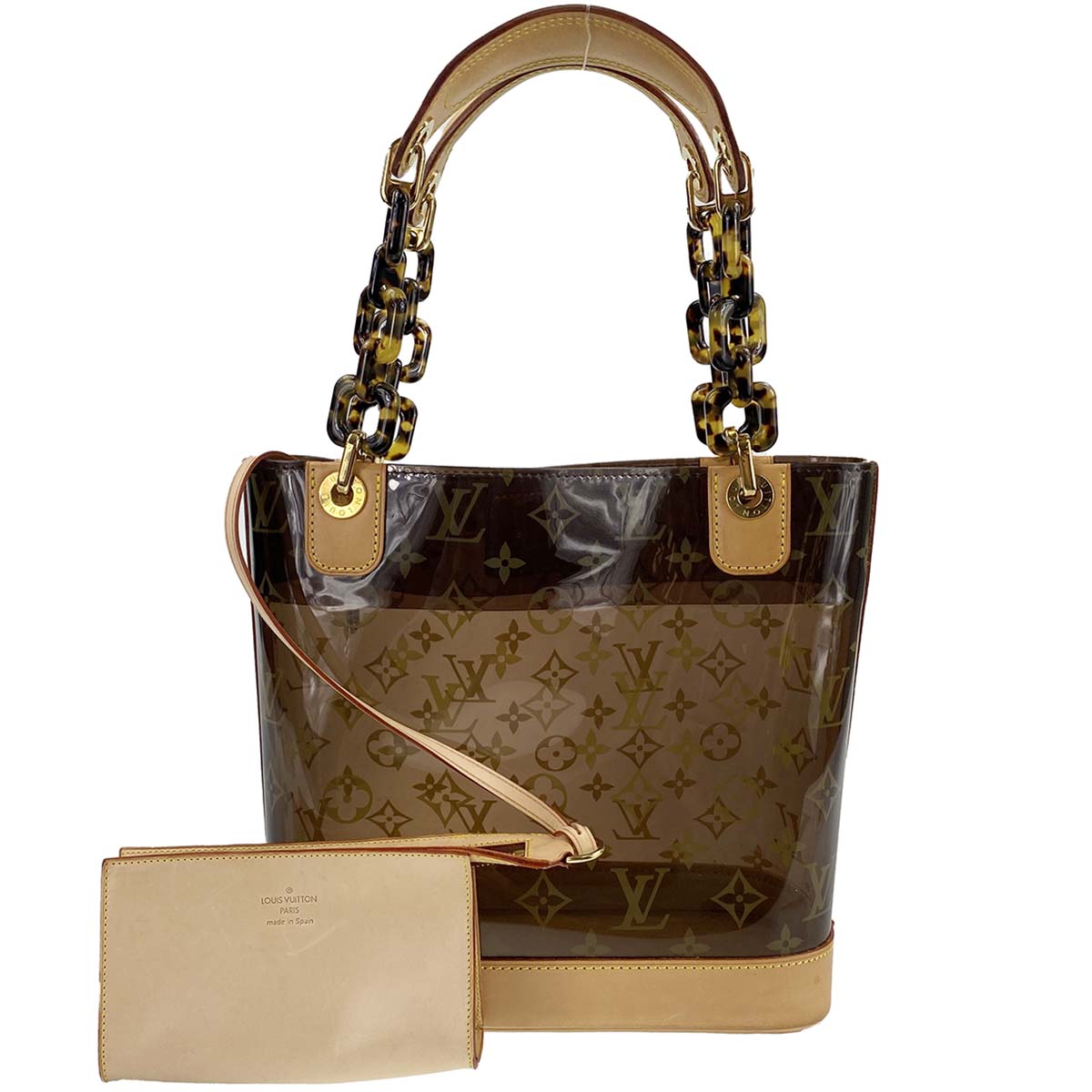 ルイ・ヴィトン モノグラム ビニール カバ アンブルPM ブラウントートバッグ