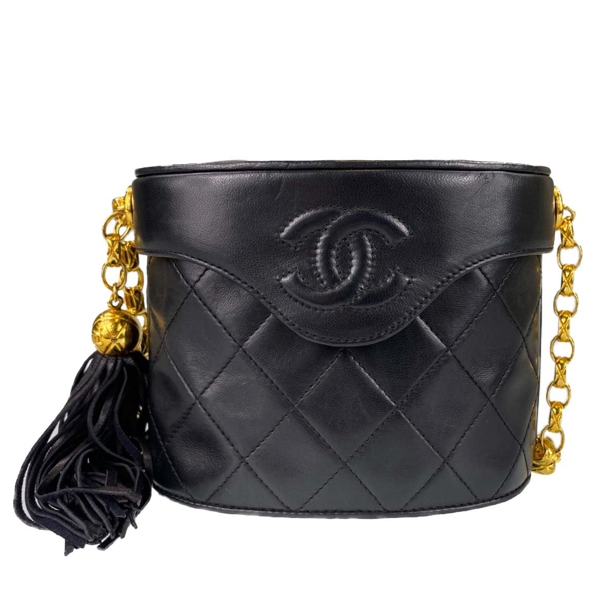シャネル マトラッセ ラムスキン タッセル ブラック ショルダーバッグ