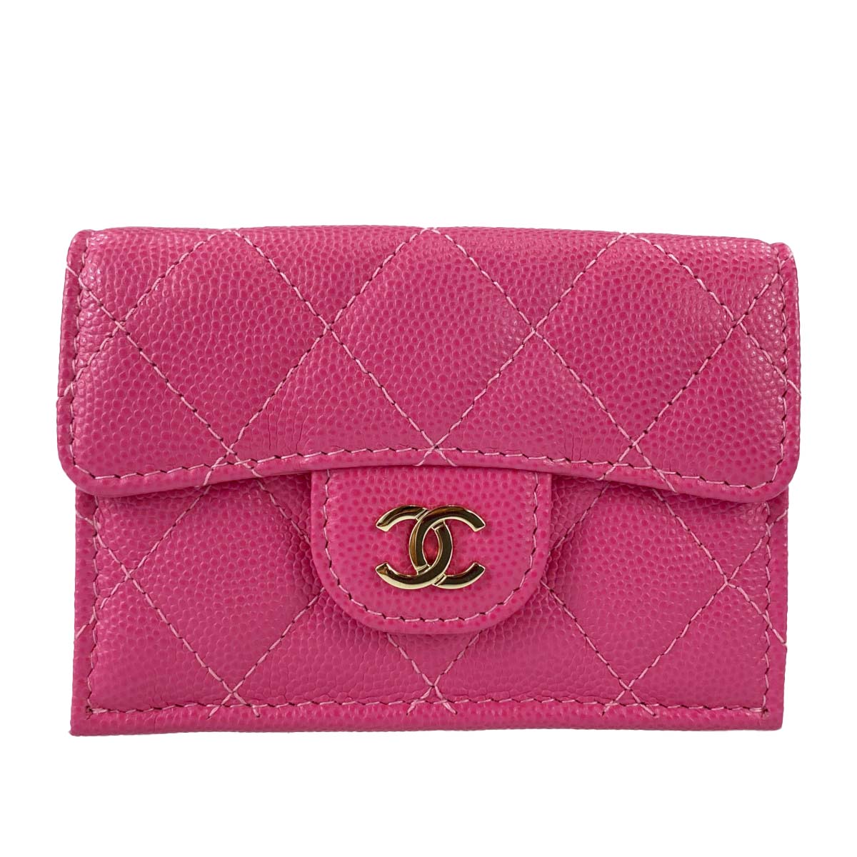 シャネル マトラッセ キャビアスキン スモール フラップウォレット ピンク 財布