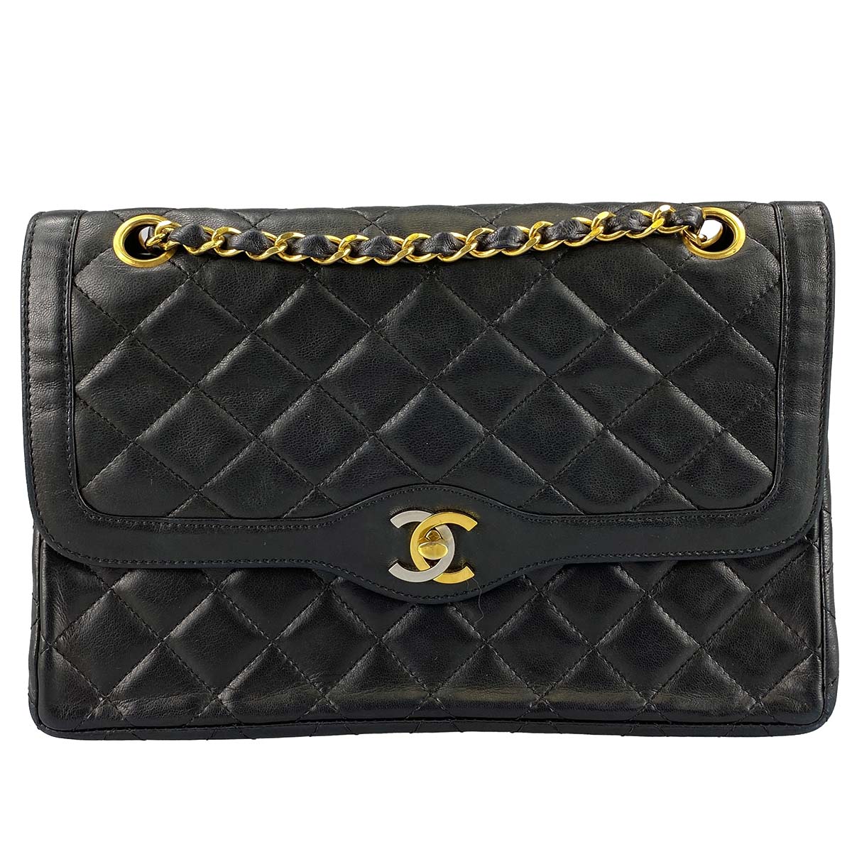 シャネル マトラッセ ラムスキン パリ限定 ブラック ショルダーバッグ