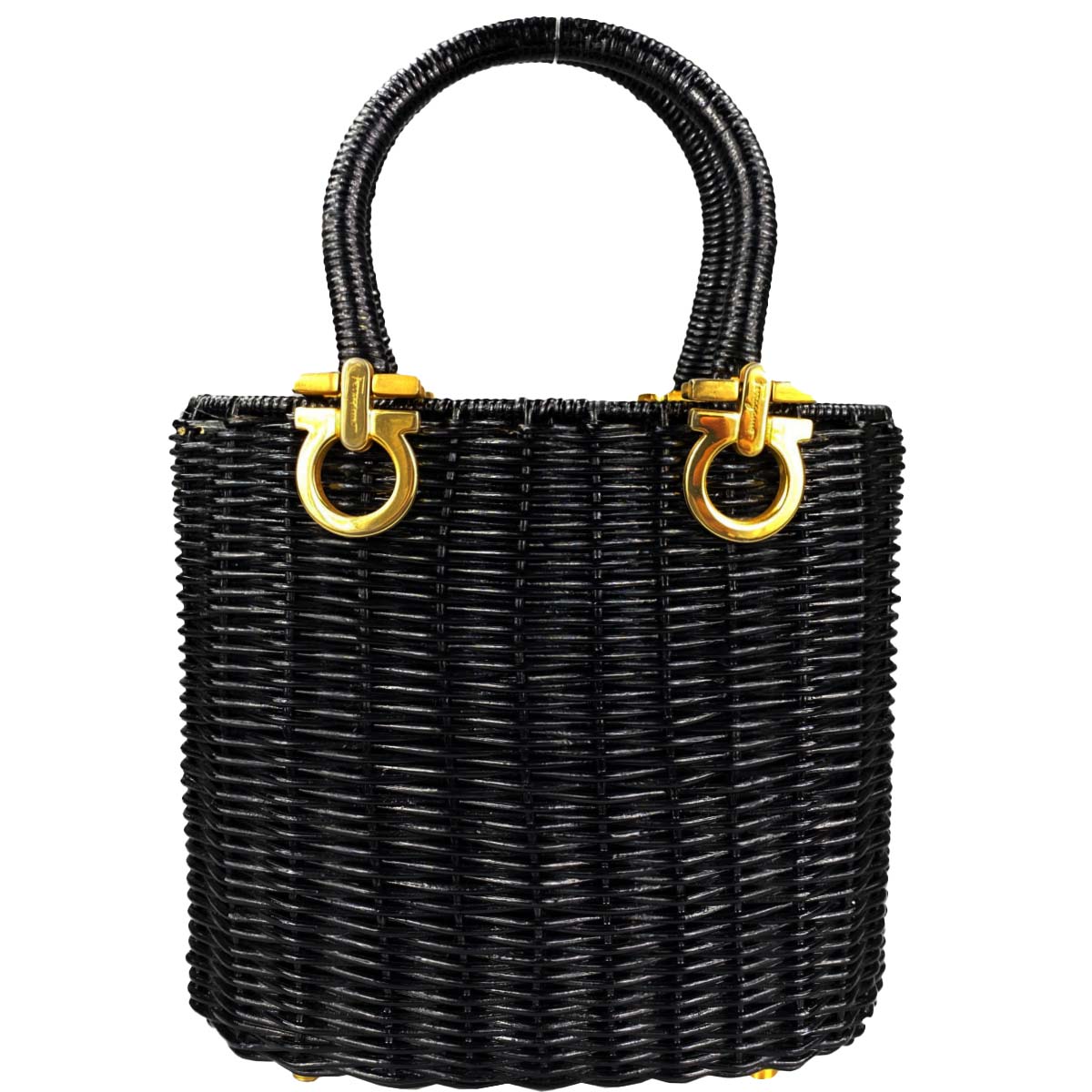 フェラガモ ガンチーニ ラタン かご ハンドバッグ
