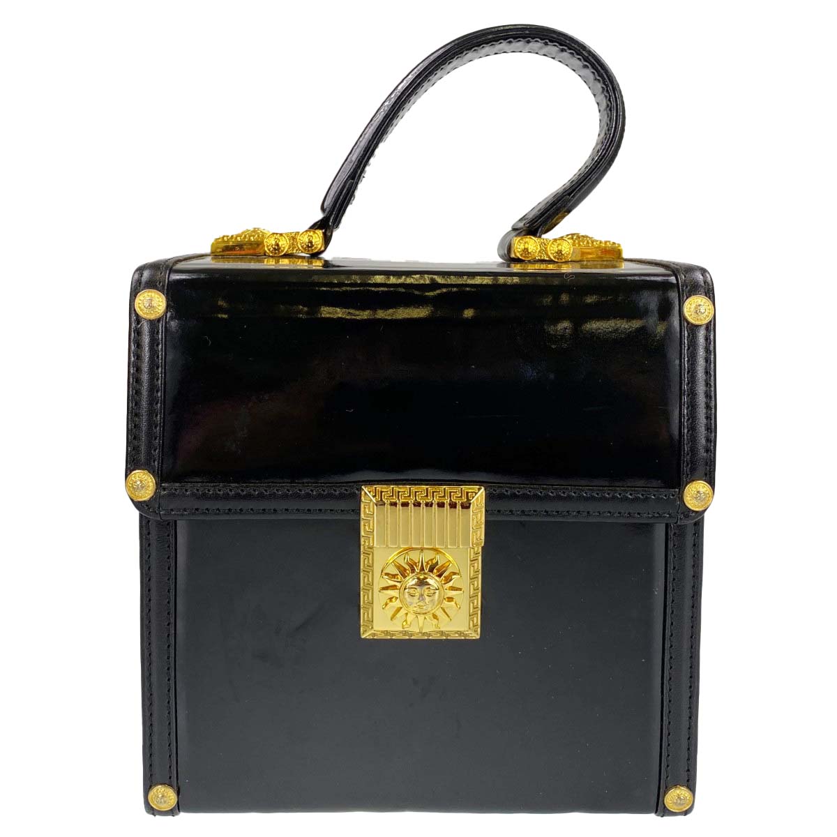 ジャンニ・ヴェルサーチェ パテント レザー バニティ ハンドバッグ