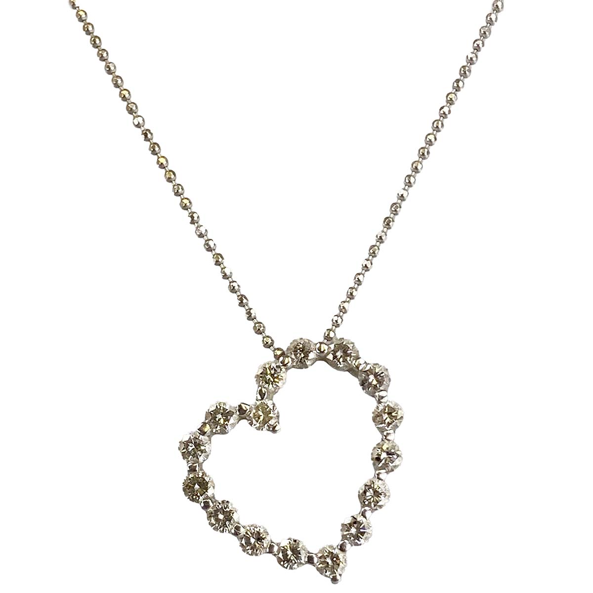ジュエリー ダイヤモンド D1.00ct ホワイトゴールド K18WG ハート ネックレス